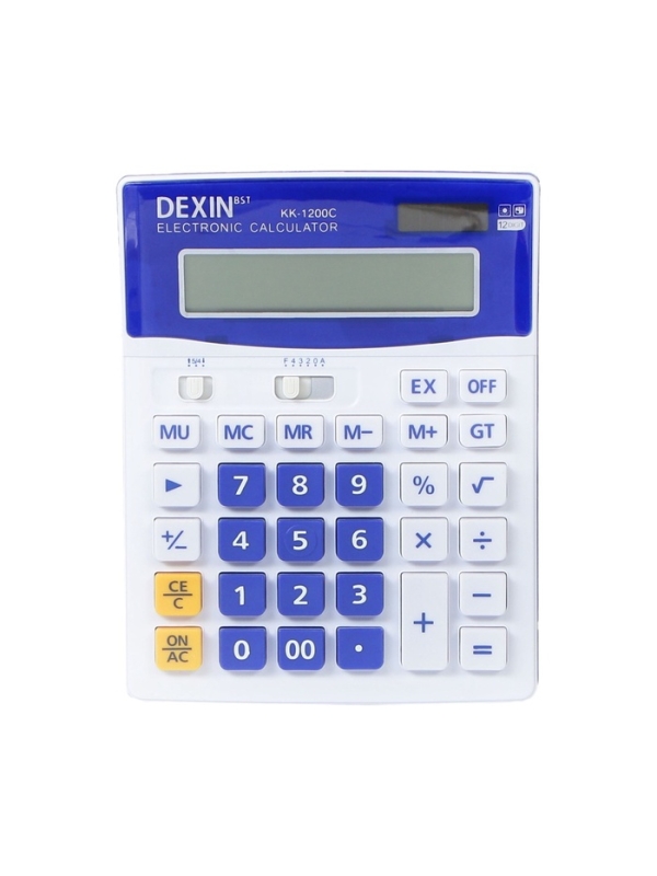 Калькулятор настольный 12-разрядный КК-1200C, белый/синий Калькулятор настольный 12-разрядный КК-1200C, белый/синий