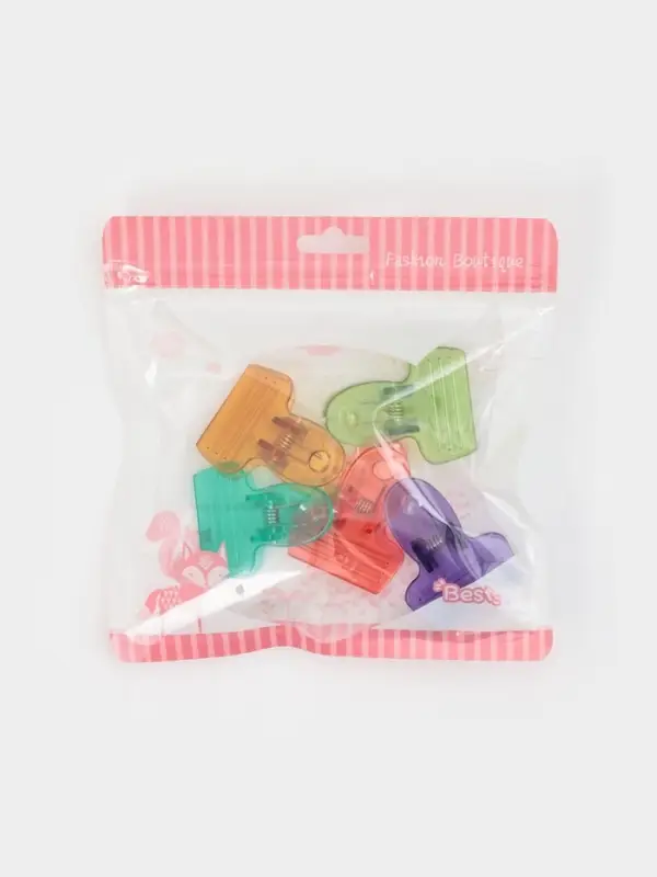 Набор зажимов для пакетов Доляна, 5.2&times;4 см, 5 шт., МИКС