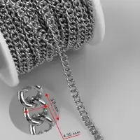 Цепочка для сумки, железная, 4.35&times;5.8 мм, 10&plusmn;0.5 м, цвет серебряный