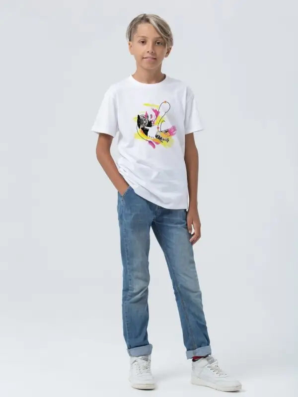 Футболка детская «Обними кота», белая, на рост 130-140 см (10 лет)