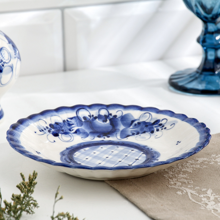 Чайная пара Чайная пара "Шатер", гжель, фарфор, 9х15 см