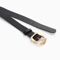 Ремень женский, 2.7&times;105 см, 1 прокол, золотистая пряжка, чёрный