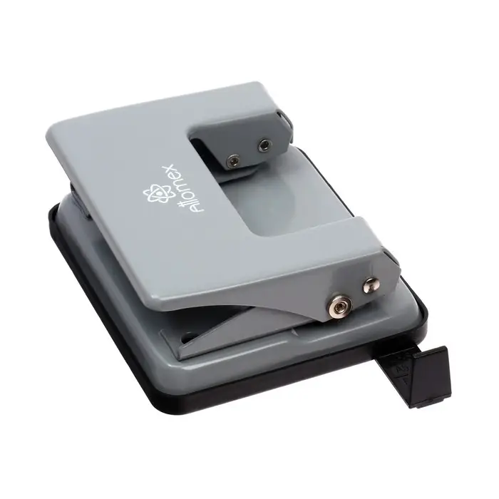 Дырокол металлический 20 листов, Attomex, форматная линейка, серый