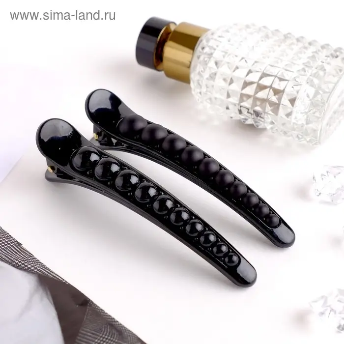 Зажим для волос «Бусины», 10.5 см, чёрный Зажим для волос «Бусины», 10.5 см, чёрный