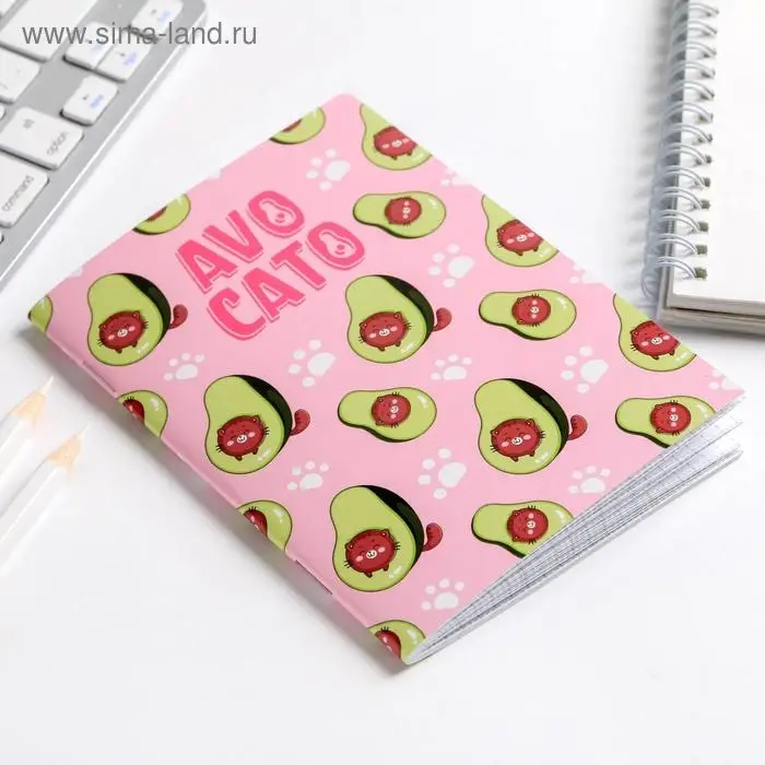 Блокнот А6, 32 л на скрепке, в клетку &laquo;Авокадо&raquo;