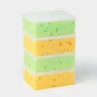 Набор губок для мытья посуды Raccoon &laquo;Ренессанс&raquo;, 4 шт., 9&times;6.5&times;3.5 см, крупнопористый поролон, жёлтый, зелёный