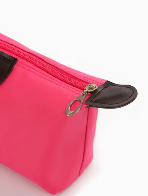 Косметичка простая на молнии, маленькая, розовая
