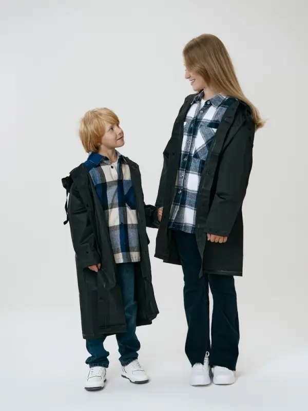 Дождевик детский RainDrop Kids, черный, 8 лет (рост 118-128)