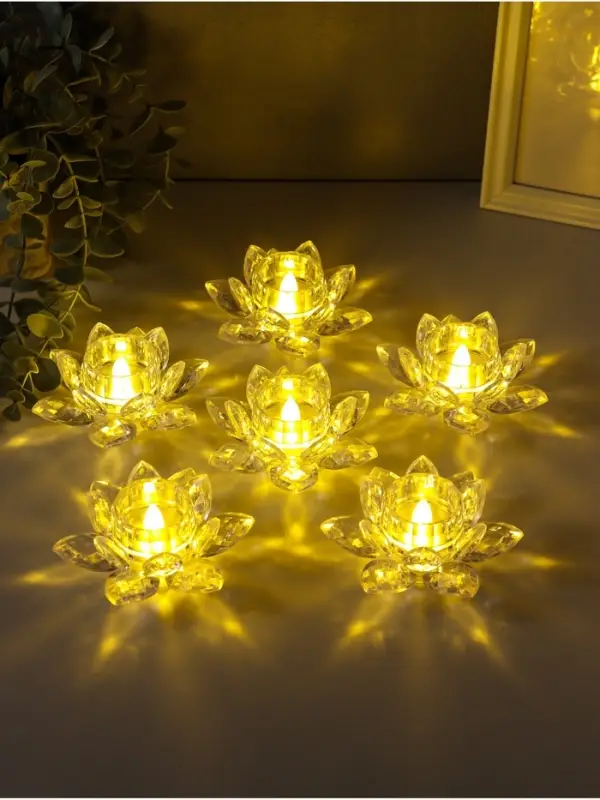 Светодиодная свеча LED - ночник RISALUX &laquo;В лотосе&raquo;, 3&times;LR1130, прозрачный, 10.5&times;10.5&times;4.5 см