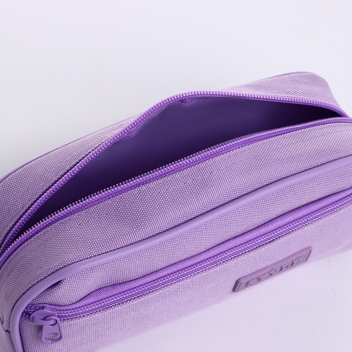 Косметичка-пенал на молнии, наружный карман, цвет сиреневый