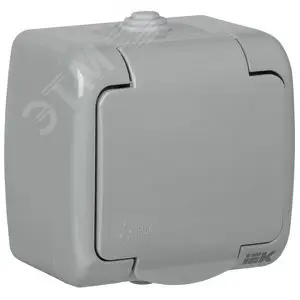 AQUATIC Розетка 1-местная с заземлением и крышкой для открытой установки 16А IP54 РСш12-2-А GENERICA