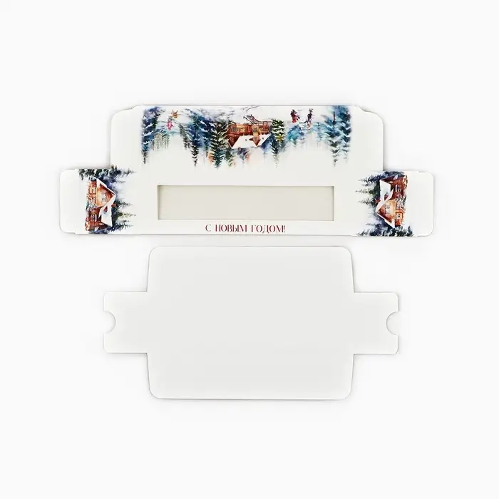 Коробочка для макарун «Снежные домики» 18 х 5.5 х 5.5 см
