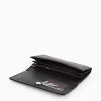 Кошелёк женский на магните, 19&times;3&times;10 см, однотонный, 3 отделения, чёрный