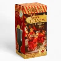Набор для приготовления глинтвейна &laquo;Делись теплом в новом году&raquo;: бокал 250 мл., специи 30 г, носки
