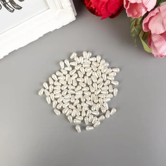 Бусины для творчества пластик «Вытянутый жемчуг» набор 15 г 1×0.8 см