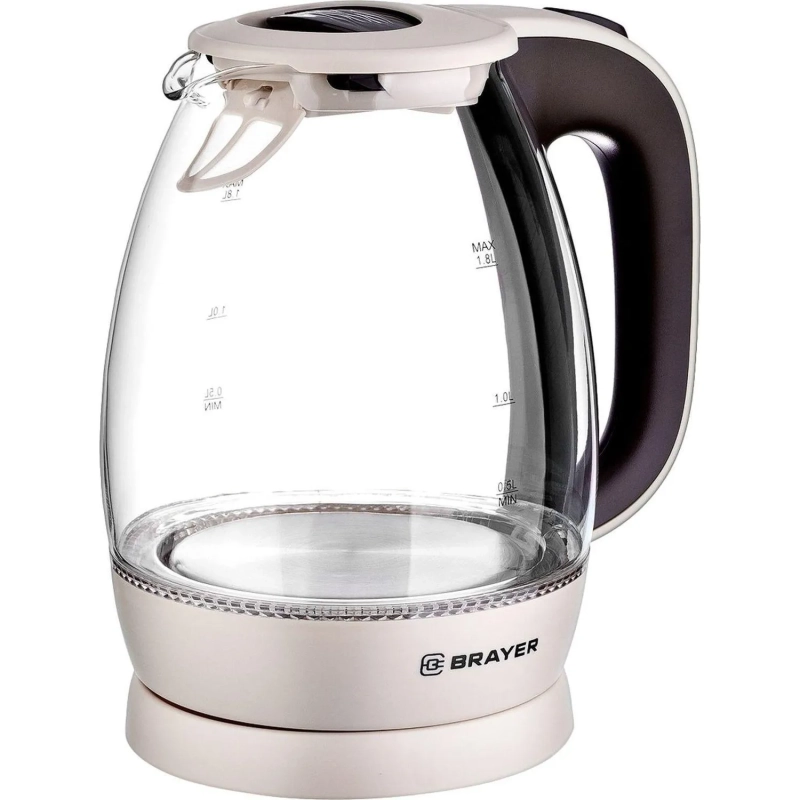 Чайник электрический BRAYER BR1045BN, 2200 Вт, 1,8 л, высококач. Стекло