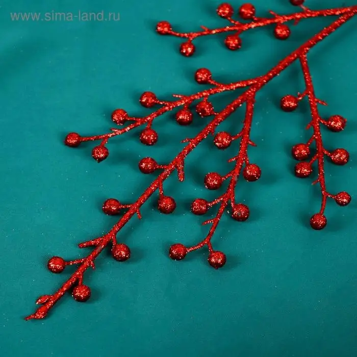 Декор блеск &laquo;Веточка с шариками&raquo;, 12&times;25 см, МИКС