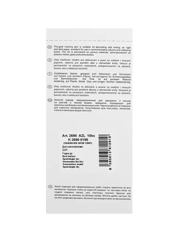 Маркер для декора Centropen 2690, перманентный, узел 3.8 мм, линия 1.5-3.0 мм, золотой