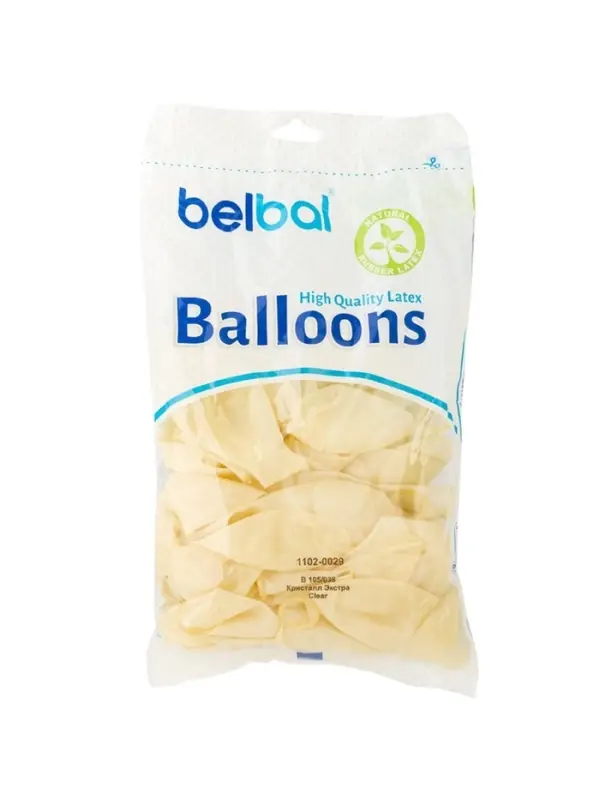 Воздушные шары латексные 14", кристалл, 50 шт., прозрачные