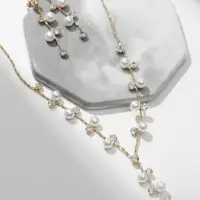 Набор 2 предмета: серьги, колье &laquo;Изумление&raquo;, ветвь, белый в золоте, 42 см