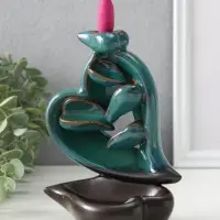 Подставка для благовоний TAKE IT EASY &laquo;Сердце&raquo;, набор благовоний конусы, стелющийся дым, зелёное, 13&times;9&times;16 см