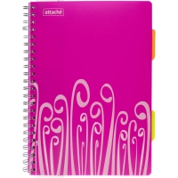 Бизнес-тетрадь А4,140 л,пласт обл, с разд,спир,ATTACHE FANTASY,розов