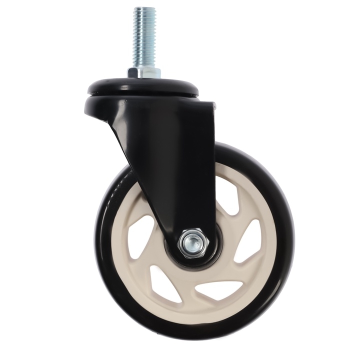 Колесо мебельное ТУНДРА, d=100 мм, поворотное, с футоркой 12х30 мм, без тормоза, черное Колесо мебельное ТУНДРА, d=100 мм, поворотное, с футоркой 12х30 мм, без тормоза, черное