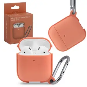 Чехол для AirPods 1/2 Leather Silicone Papaya