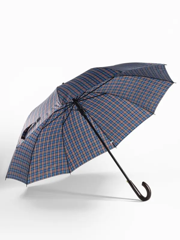 Зонт - трость полуавтоматический &laquo;Клетка&raquo;, 10 спиц, R=60/70 см, d=120 см, МИКС