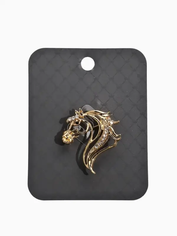 Брошь "Лошадь" изящная, цвет белый в золоте