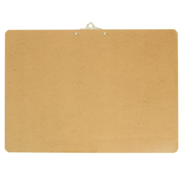 Планшет с зажимом A3 (440 x 320 мм) горизонтальная, МДФ толщиной 3 мм, без покрытия, усиленный прижим бабочка шириной 14,5 см, в пластиковом пакете, натуральный коричневый