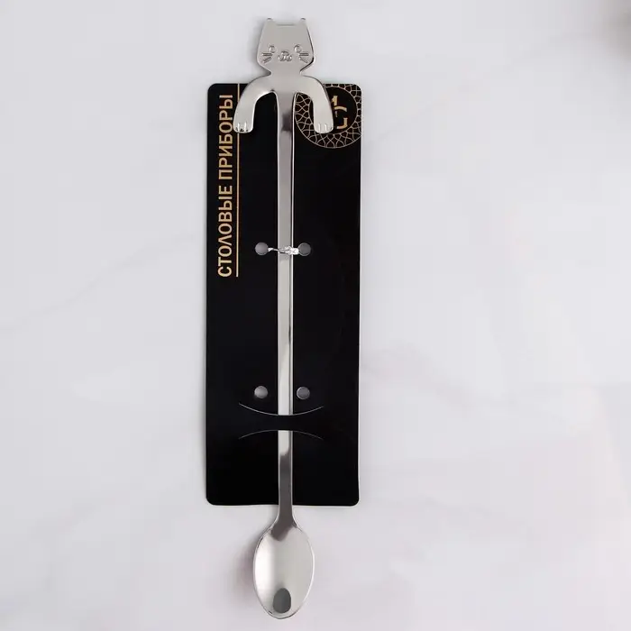 Ложка барная из нержавеющей стали Magistro «Котик», длина 20 см, цвет серебряный Ложка барная из нержавеющей стали Magistro «Котик», длина 20 см, цвет серебряный