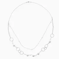 Бусы &laquo;Жемчужный мир&raquo;, кольца с бусинами, белые в серебре, 90 см