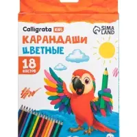 Карандаши Calligrata, 18 цветов, деревянные, трёхгранные