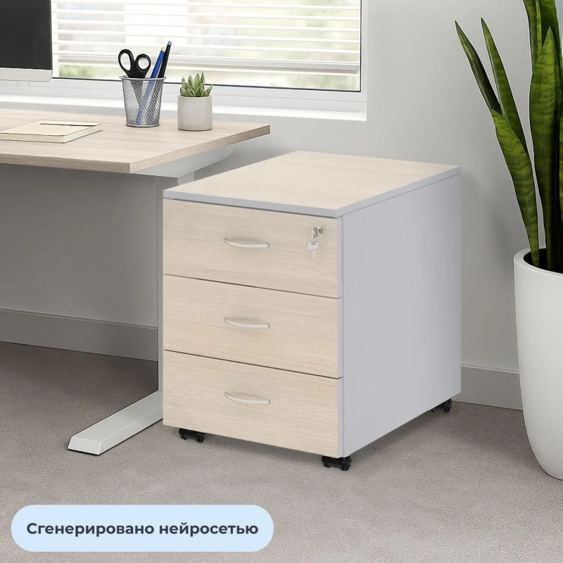 Тумба Easy St . выкатная 911274 (440) 3 ящ. св.дуб/сер