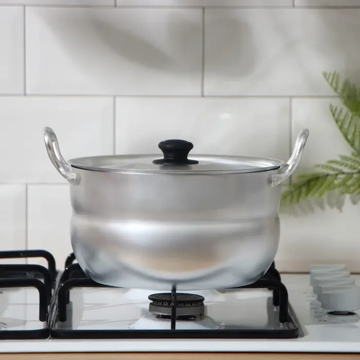 Кастрюля, 3 л, d=20 см, с крышкой, штампованный алюминий, серебристая