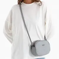 Сумка женская кросс-боди на молнии, 19&times;7&times;15 см, серая