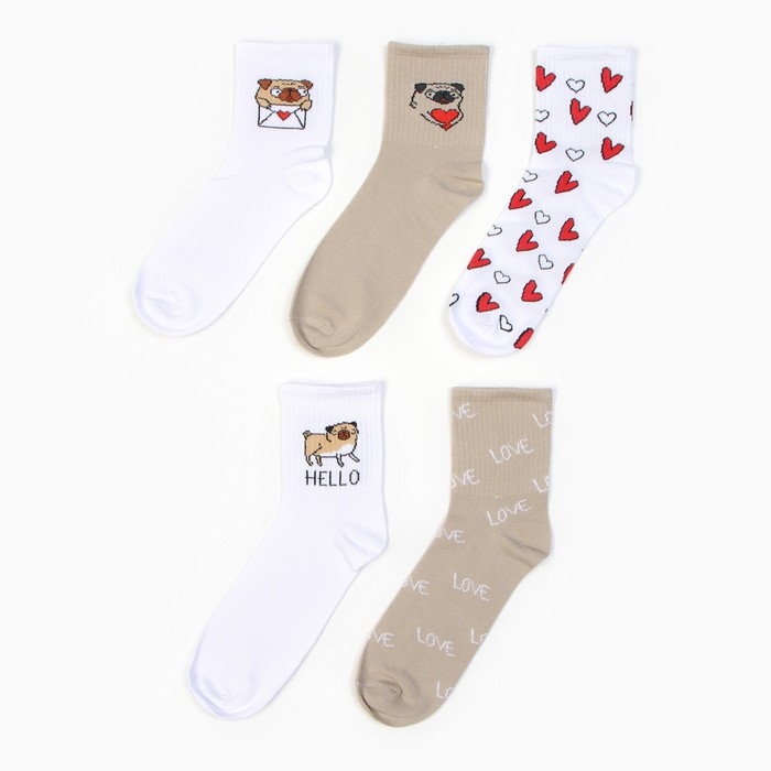 Набор женских носков KAFTAN  Набор женских носков KAFTAN "Love you“ 5 пар, размер 36-39 (23-25 см)
