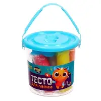Тесто для лепки 7 цветов, 105 г, 1 формочка, крышка - формочка, МИКС