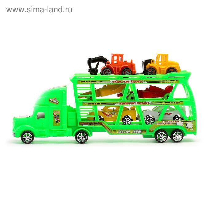 Грузовик инерционный «Автовоз» 3-х уровневый, с 6 машинами, цвета МИКС Грузовик инерционный «Автовоз» 3-х уровневый, с 6 машинами, цвета МИКС