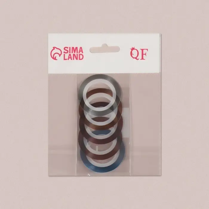 Ленты клеевые для декора, 5 шт., 1 мм, 18 м, разноцветные