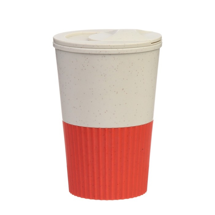 Термостакан для кофе, 380 мл, с крышкой, 12.4 × 8.6 см, PP пластик, красный