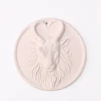 Фигурка декоративная медальон &laquo;Баран в круге&raquo;, неокрашенный, 10&times;0.5 см, белая