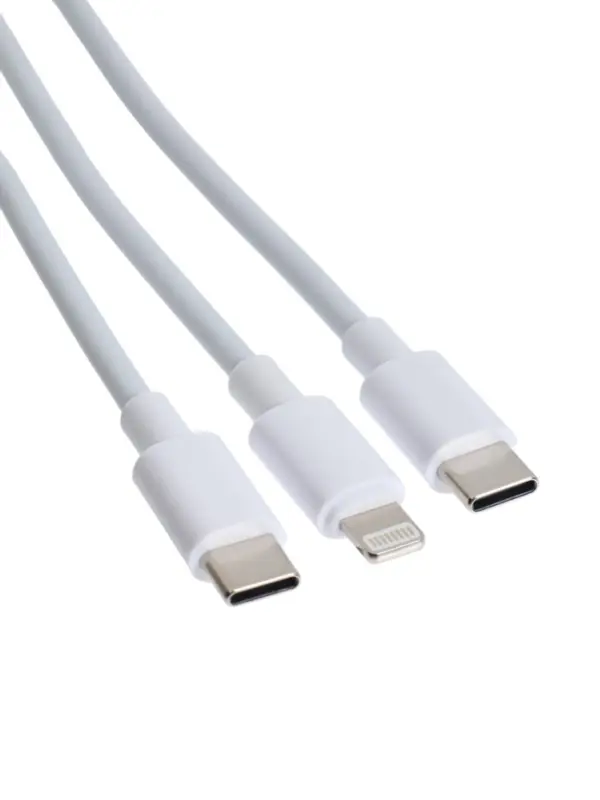 Кабель-разветвитель VIXION PRO VX-19, Type-C &mdash; Type-C + Lightning, 10 Вт, 1.2 м, белый
