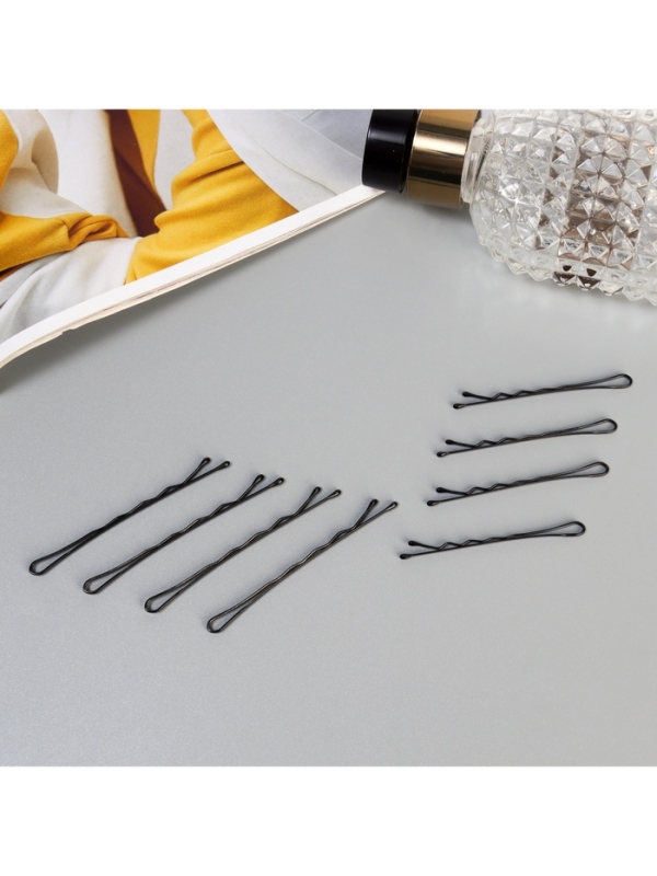 Невидимка для волос  Невидимка для волос "Глория" (набор 64 шт) мишка, 5,5 и 4,5 см, чёрный