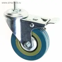 Колесо мебельное, d=75 мм, с футоркой М8&times;30 мм, с фиксатором, серое