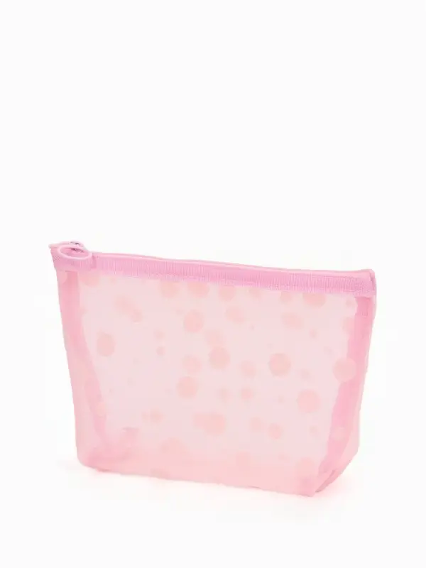 Косметичка дор Горох, сетка 17*6,5*13,5, отд на молнии, розовый Косметичка дор Горох, сетка 17*6,5*13,5, отд на молнии, розовый