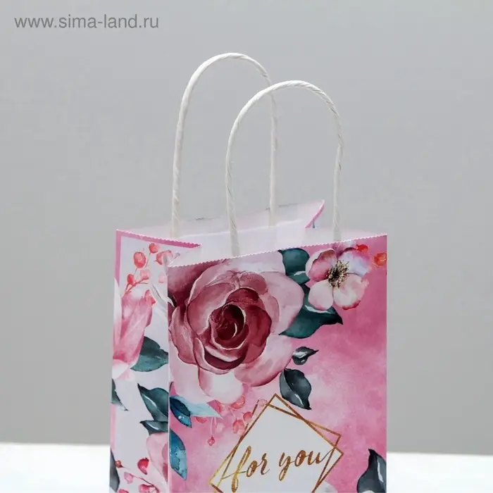 Пакет подарочный крафтовый, упаковка, &laquo;For you&raquo;, 12&times;21&times;9 см