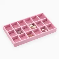 Подставка для украшения QF, 18 ячеек, флок, 21&times;12.3&times;2.5 см, розовая