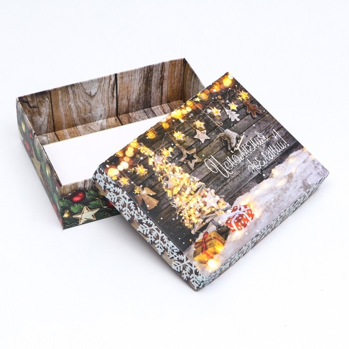 Новый год. Коробка подарочная новогодняя складная, Новый год. Коробка подарочная новогодняя складная, "Исполнения желаний", 16,5 х 12,5 х 5,2 см